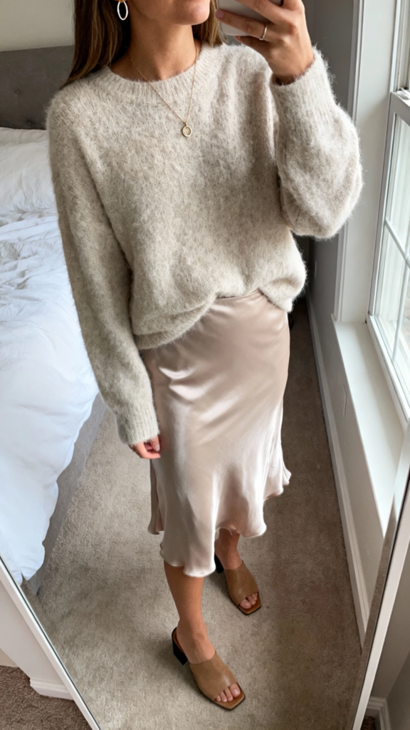 Soft Sweater + Slip Skirt That Glides Like A Crush