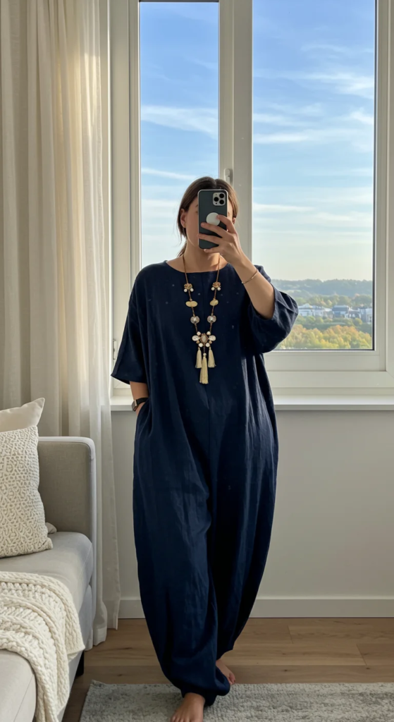 Jumpsuit with Statement Necklace