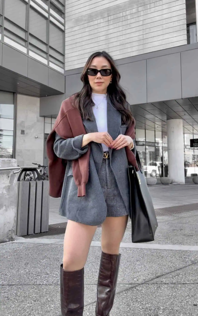 Layered Elegance with Color-Block Coat