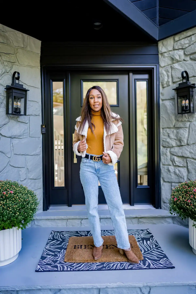 Cozy Chic in Shearling and Denim