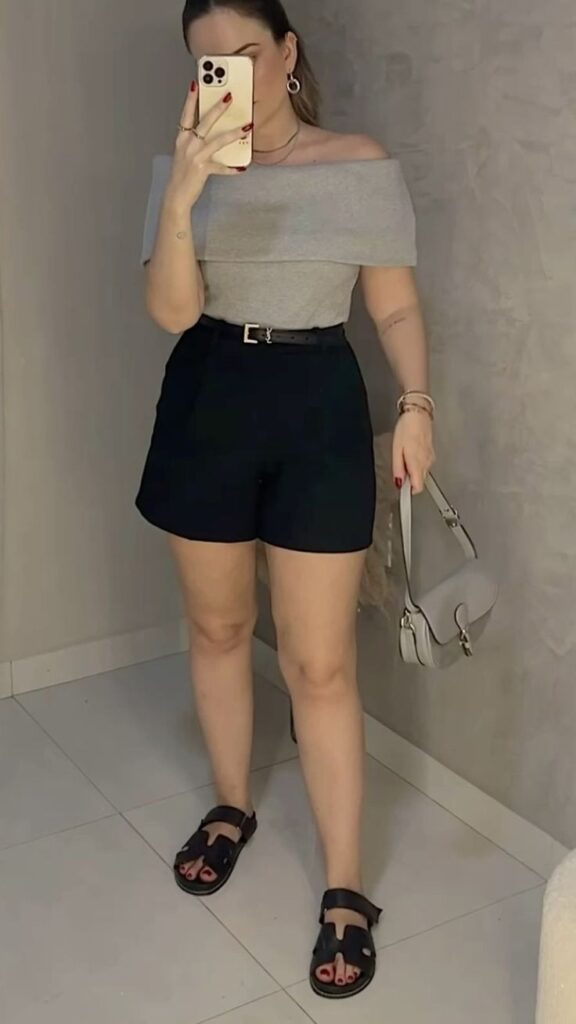 Chic Off-Shoulder and Shorts Combo
