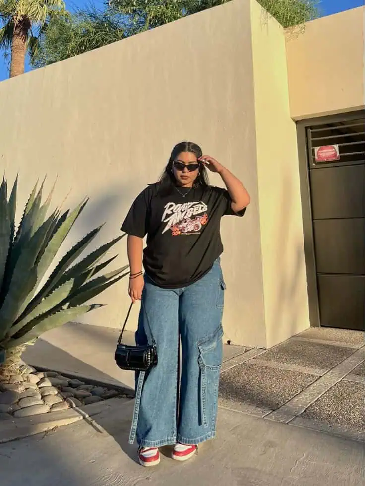 Graphic Tee and Wide-Leg Jeans