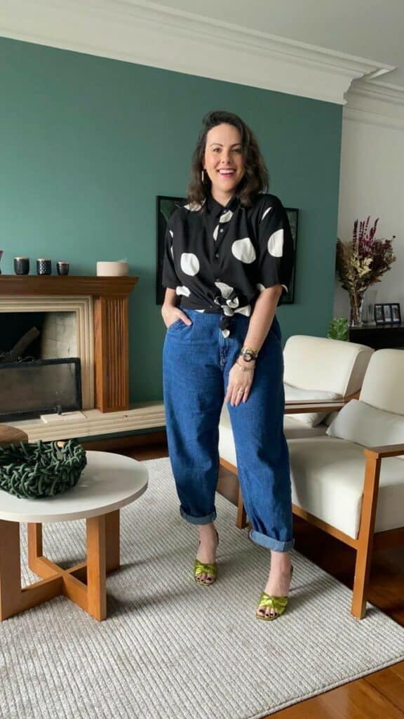 Polka Dots and High-Waisted Jeans