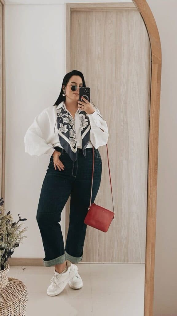 Oversized Shirt with Silk Scarf