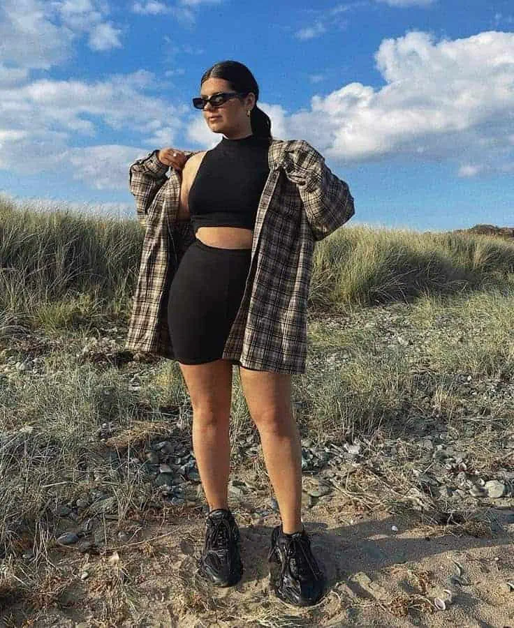 Oversized Plaid Shirt Layering Look