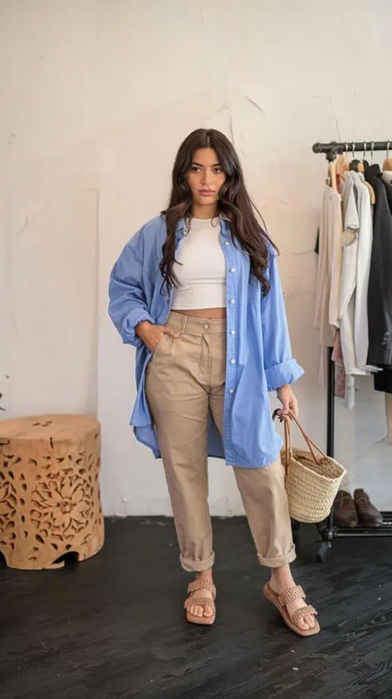 Oversized Denim and Neutral Chic