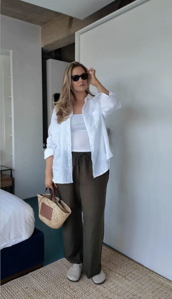 Crisp White and Olive Ensemble