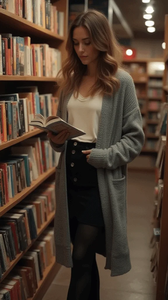 Maxi Cardigan and Mini Skirt