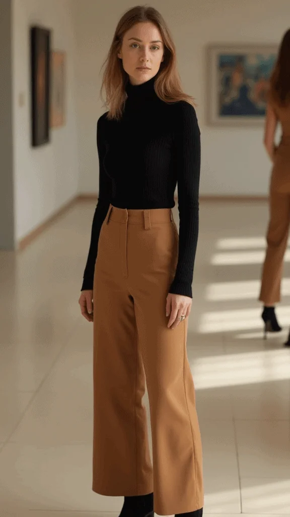Turtleneck Bodysuit and Wide-Leg Pants