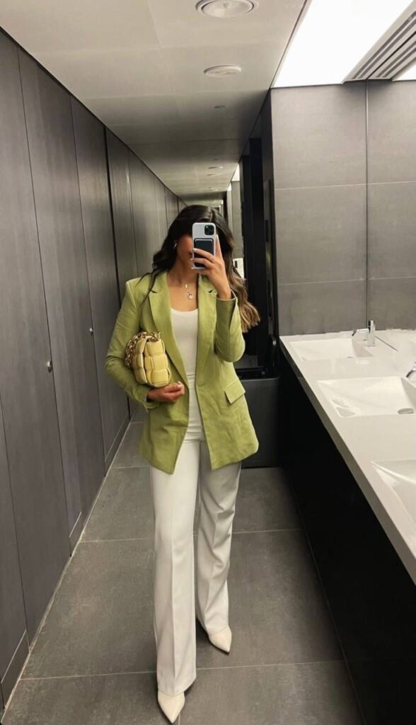 Chartreuse Blazer with Cream Neutrals