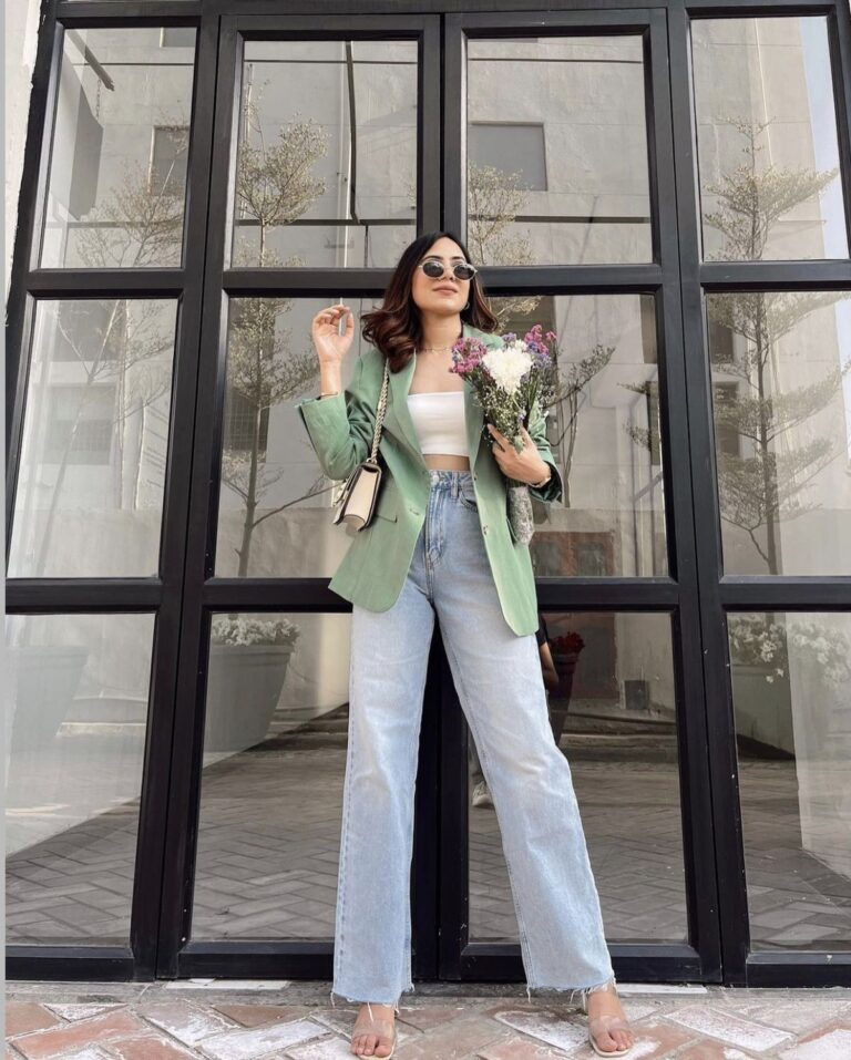 Mint Blazer with Crisp White Tank