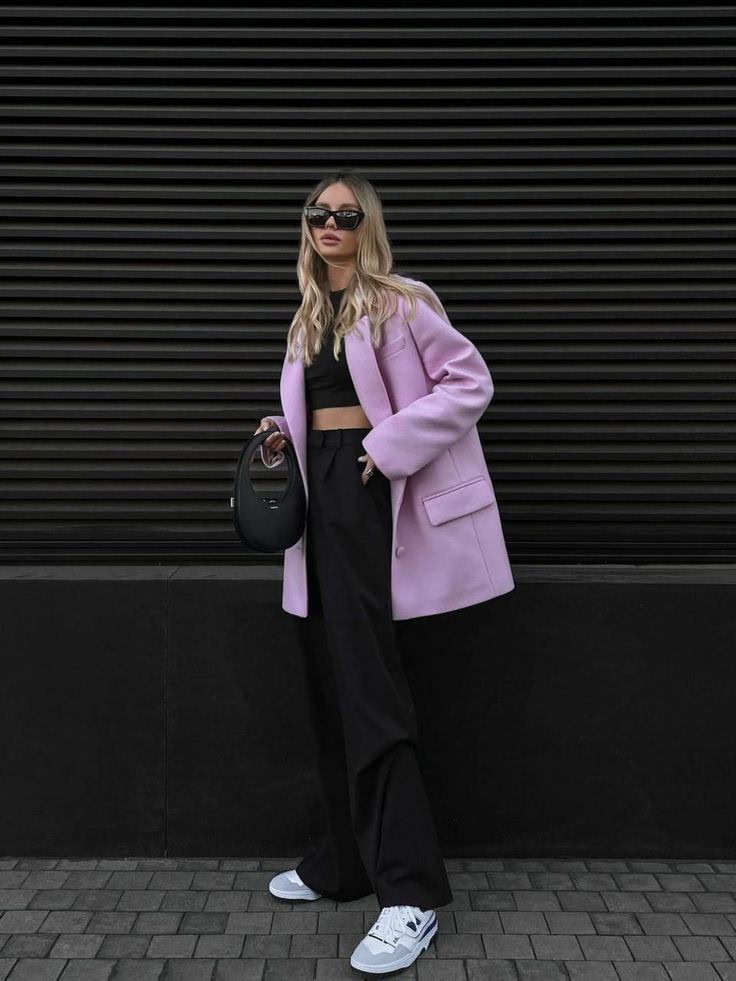 Lavender Blazer with Black Minimalist Base
