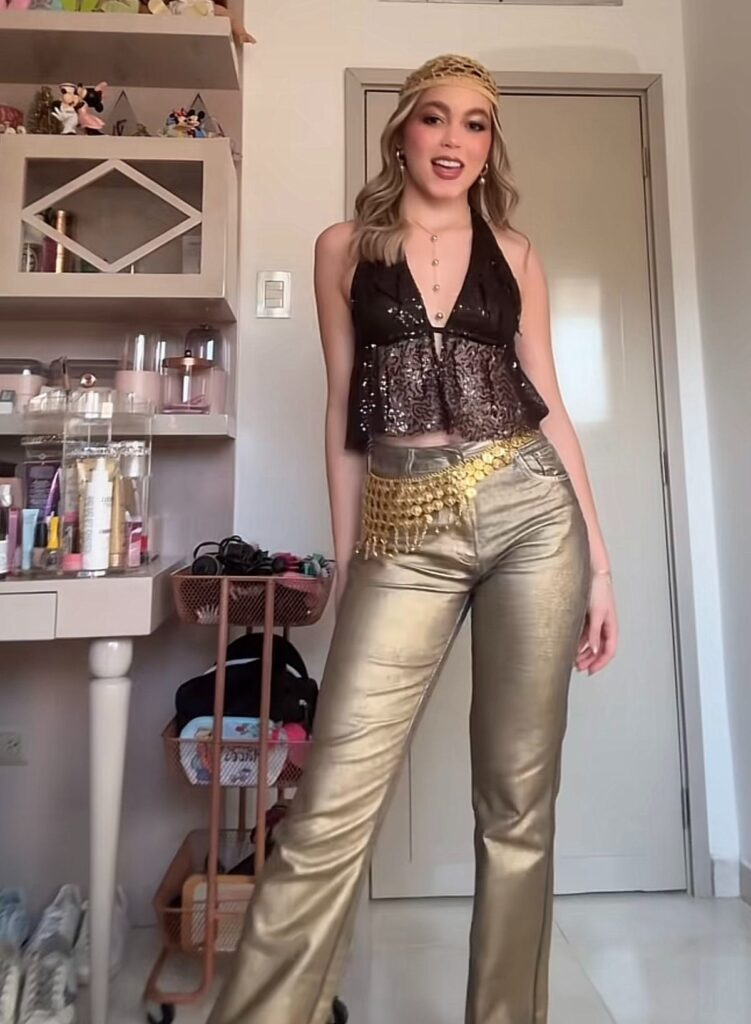 Sequin Crop Top with Metallic Pants