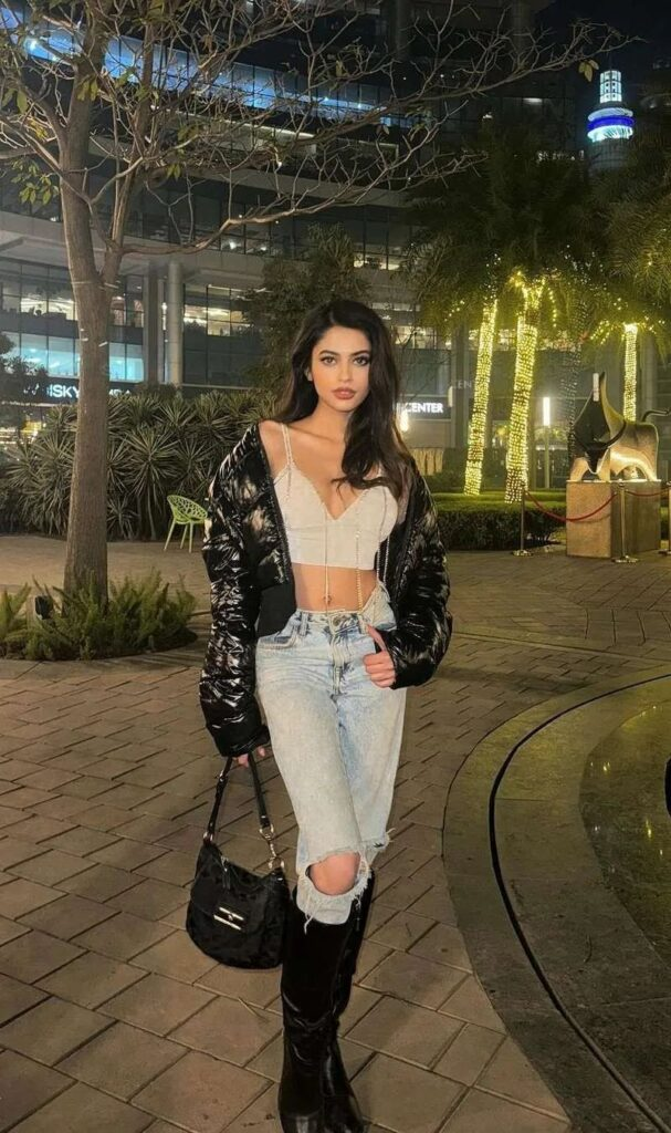 Black Puffer Jacket with Crop Top