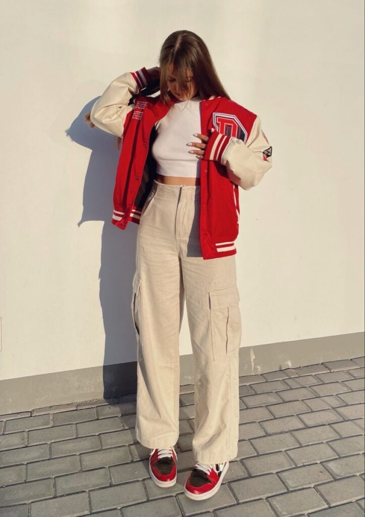 Varsity Jacket With Crop Top Edge