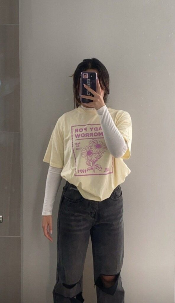 Graphic Tee With Layered Long Sleeves