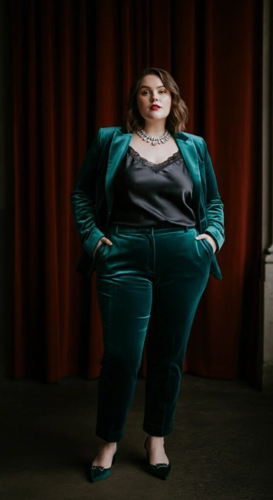 Velvet Suit with Silk Camisole