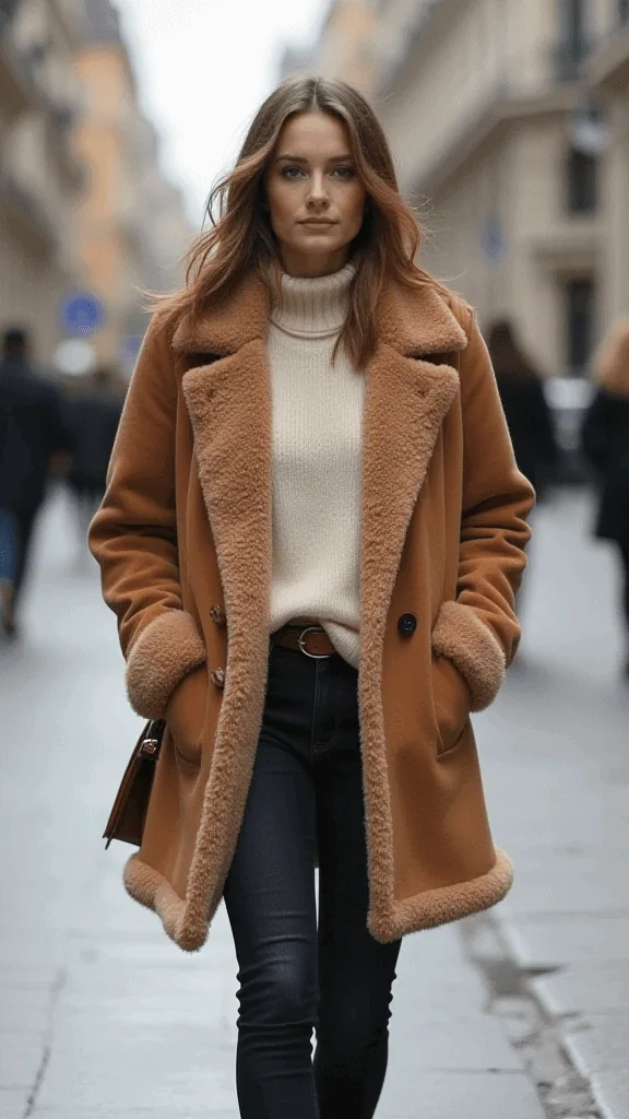 Shearling Coat and Skinny Jeans