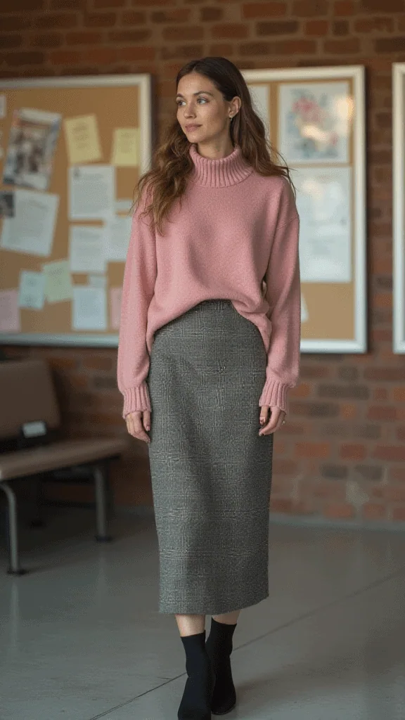 Tweed Skirt and Cashmere Sweater