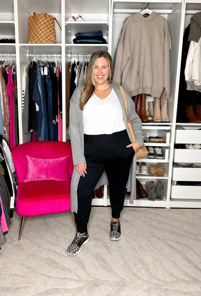 Cozy Cardigan and Leopard Sneakers