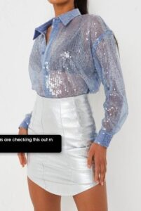 Sequin Shirt with Metallic Skirt Combo