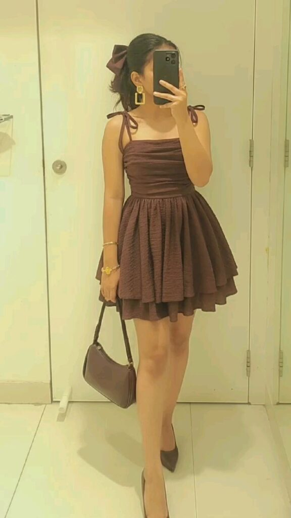 Chocolate Brown Dress with Bow Details