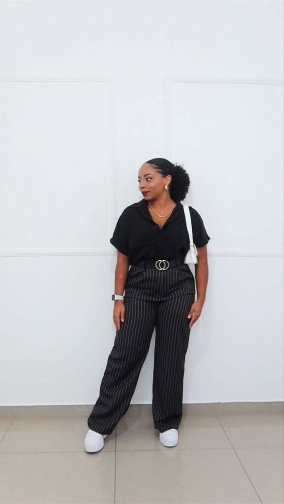 Chic Monochrome with Pinstripe Flair