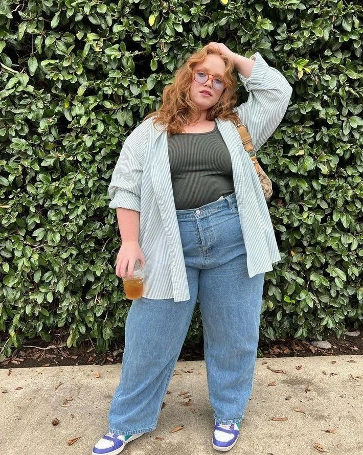 Striped Shirt Layering with Vintage Jeans