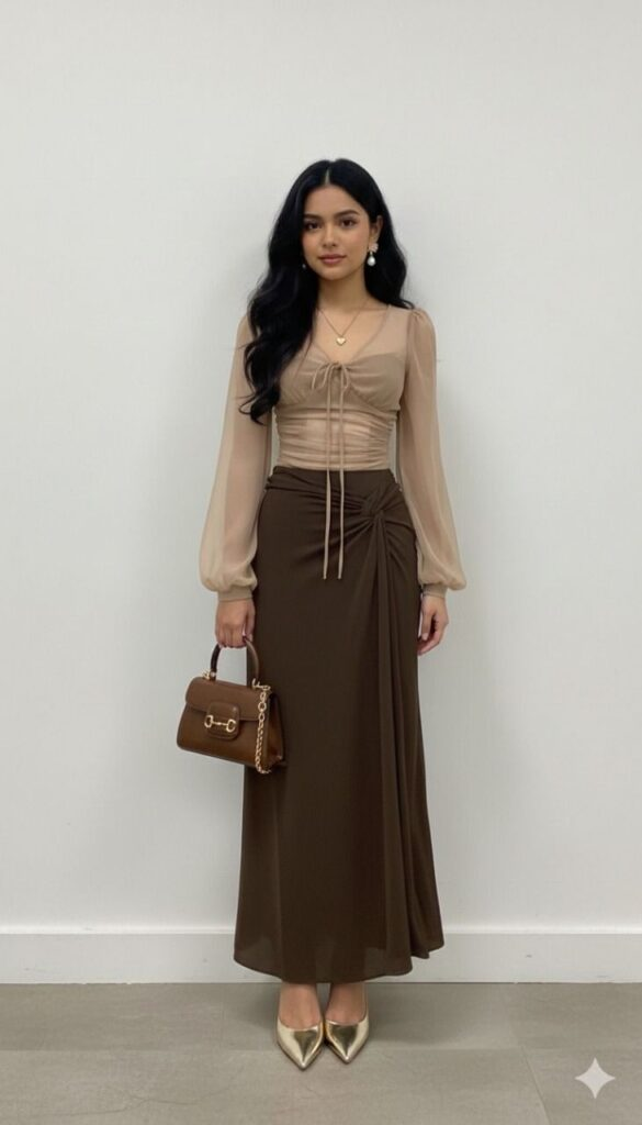 Elegant Two-Tone Maxi Dress Look