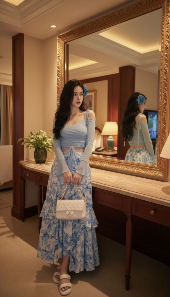 Chic Crop Top and Floral Skirt Combo