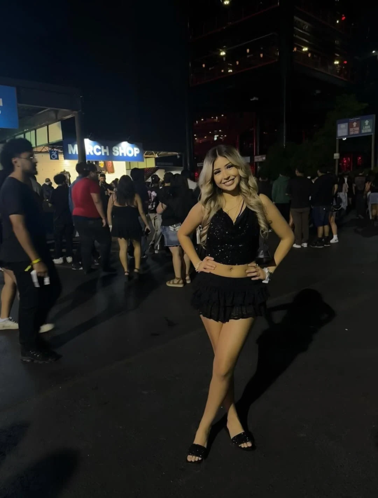 Glittering Black Crop Top and Skirt