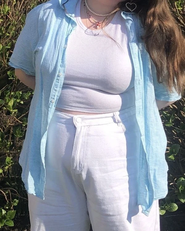 Oversized Shirt and Cropped Tank Combo