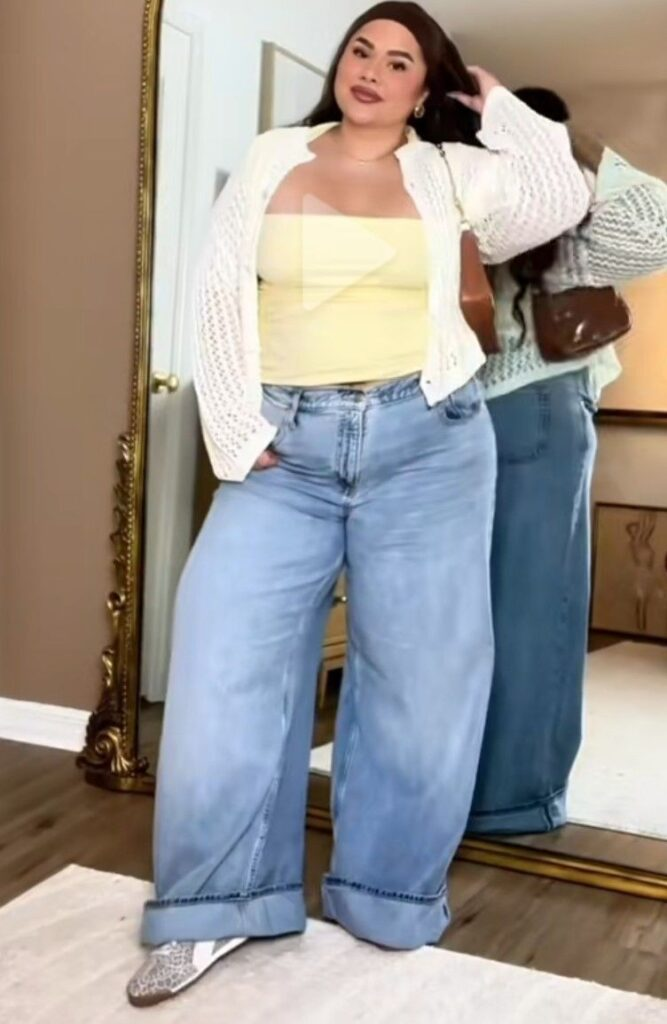 Casual Chic: Cardigan, Tank, and Wide-Leg Jeans