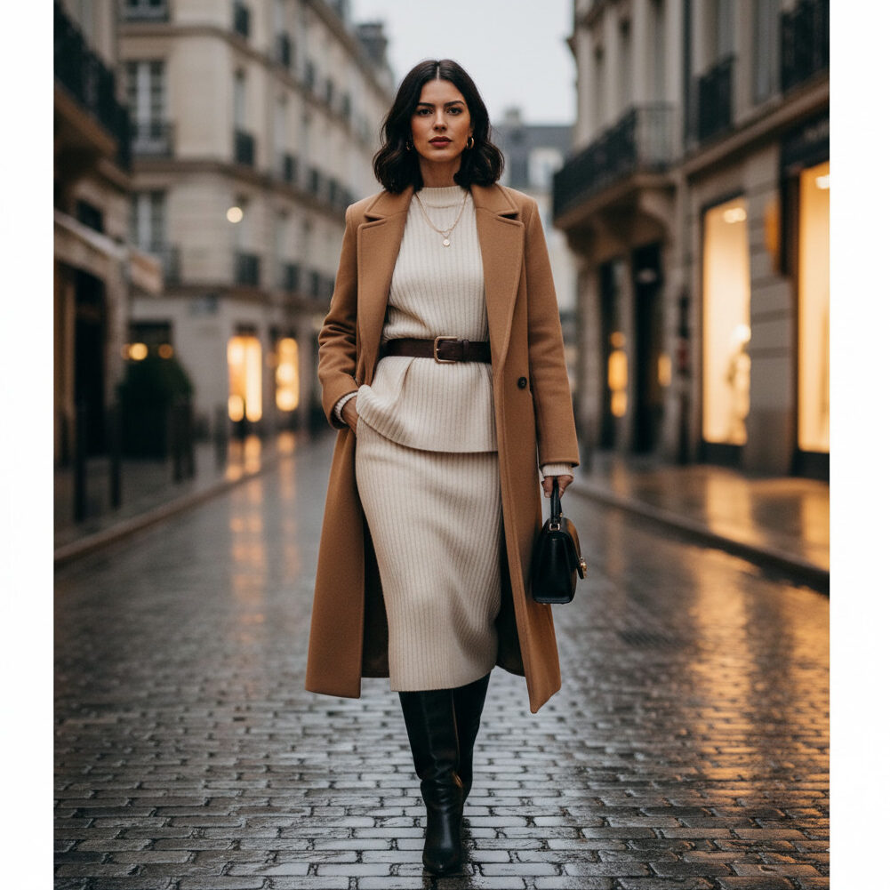 Knitted Co-Ord Set with Longline Coat