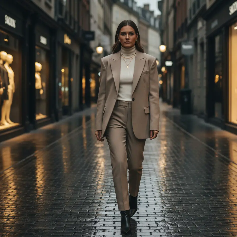 Tailored Suit with Turtleneck