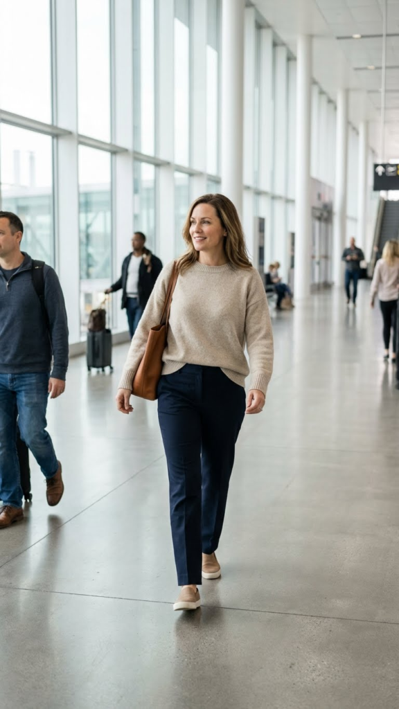 Classic Knit Top + Stretchy Straight-Leg Pants