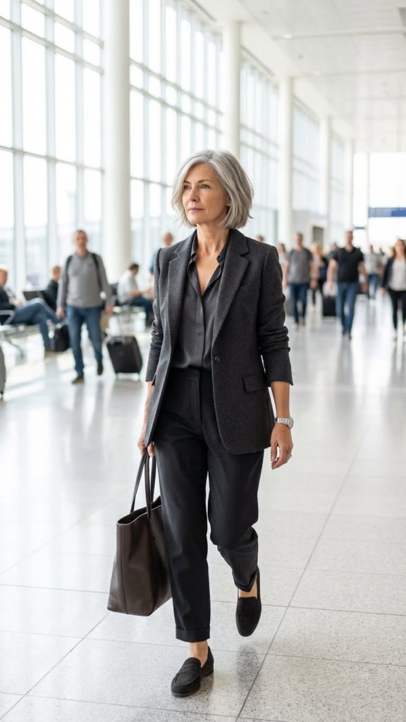 Monochrome Outfit with Comfortable Flats