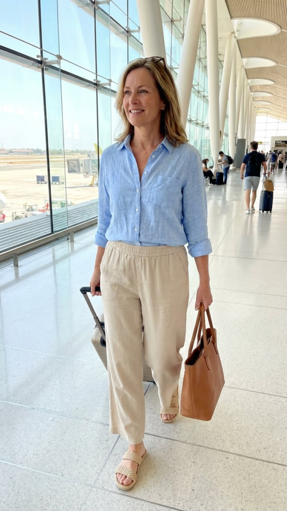 Linen Button-Down + Pull-On Pants