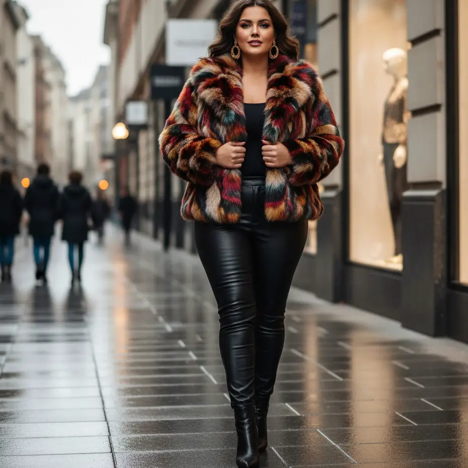 Faux Fur Jacket with Leather Leggings
