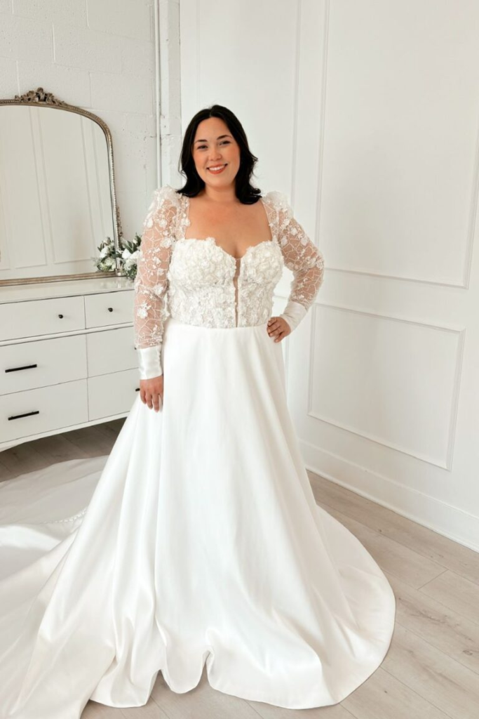 Lace Sleeves With Flowing Skirt