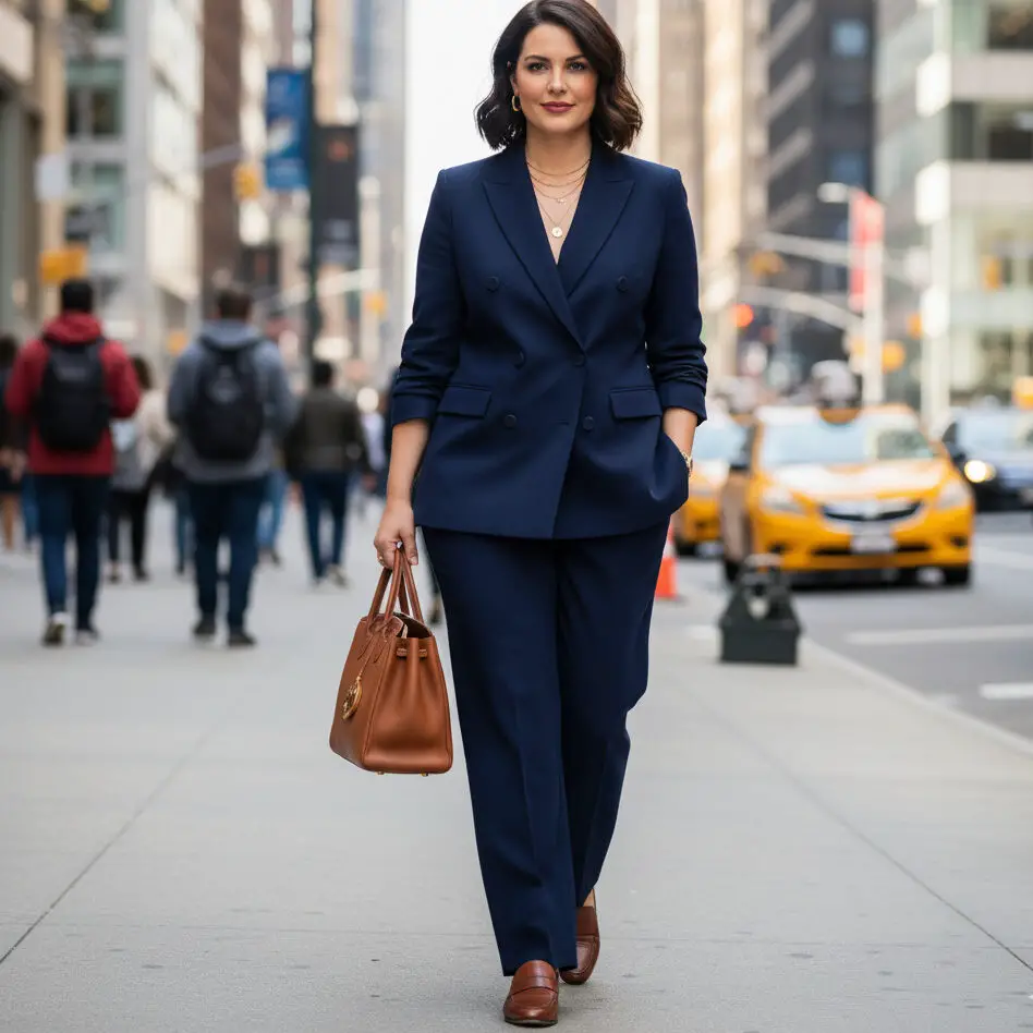Blazer with Wide-Leg Trousers