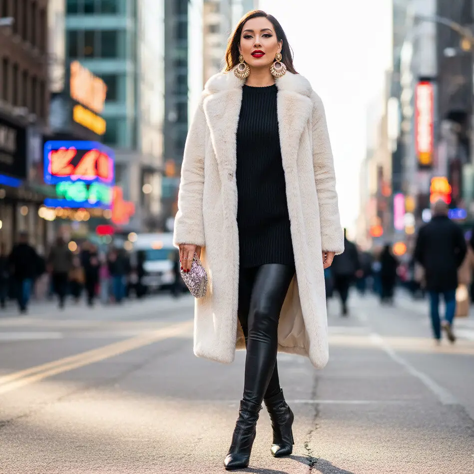 Faux Fur Coat with Leggings