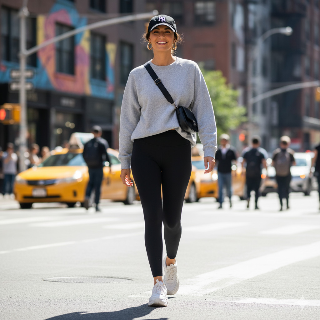 Sweatshirt with Leggings and Sneakers