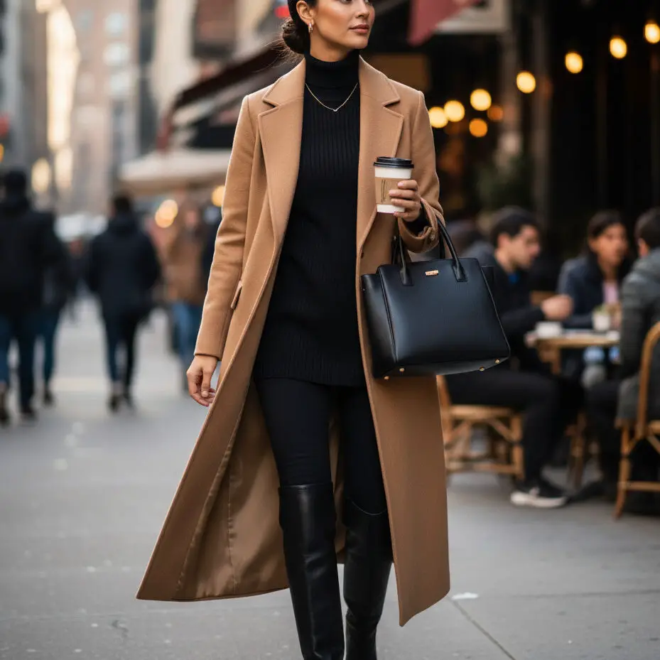 Long Wool Coat with Leggings