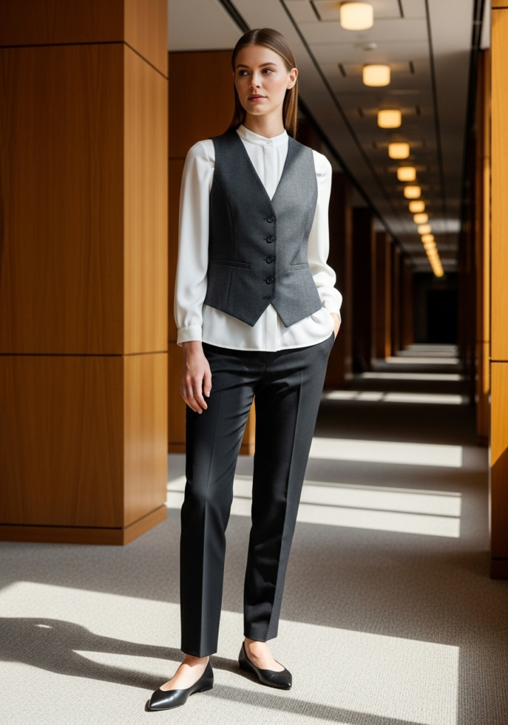 Structured Vest & Blouse Combo