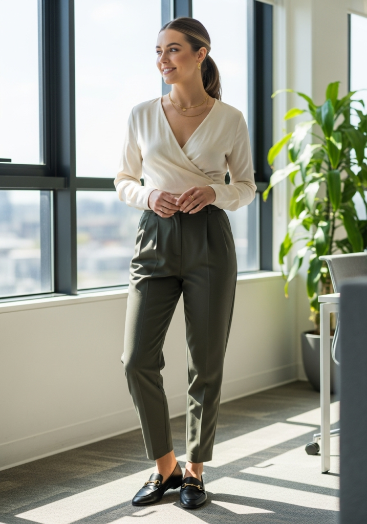  Wrap Top & Ankle-Length Trousers