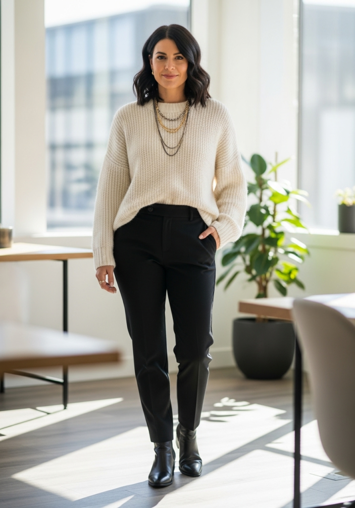 Oversized Sweater & Tailored Slacks