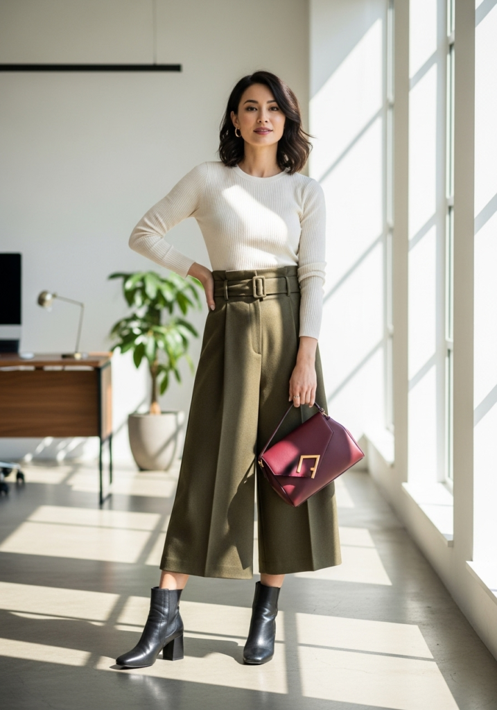 Ribbed Top & Belted Culottes
