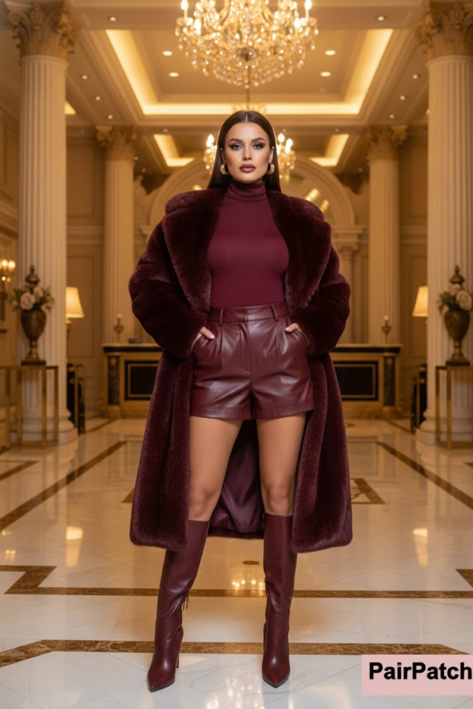 Rich Burgundy Fur & Boots 