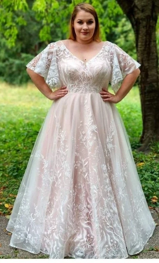 Romantic Lace A-Line Flutter Sleeves